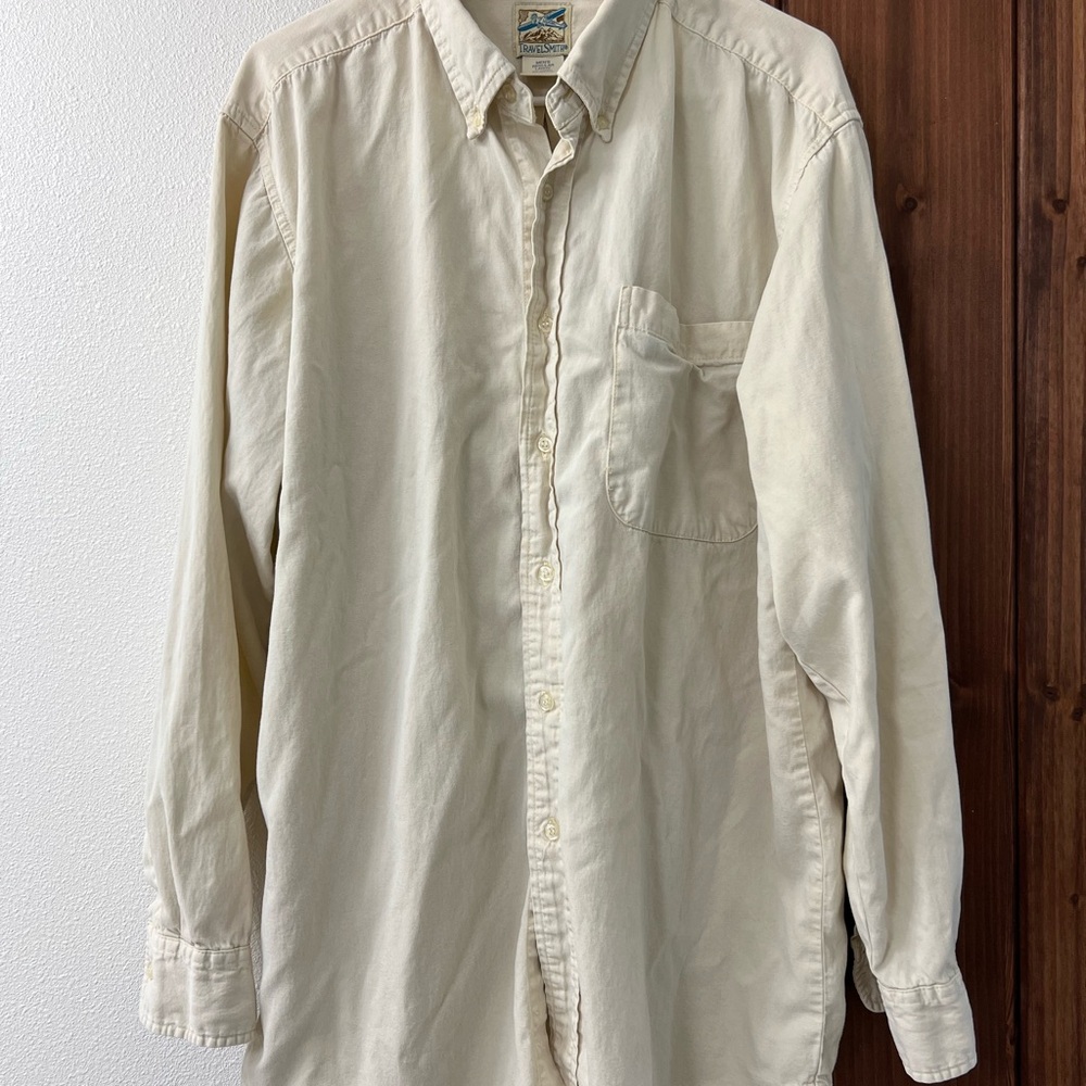 TravelSmith Beige Button-Up Shirt